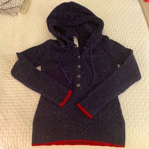 Navy Patagonia Hooded Half Button Sweater S/M